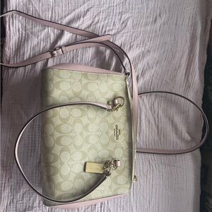 Coach Pink and Cream Crossbody Bag with Signature Design